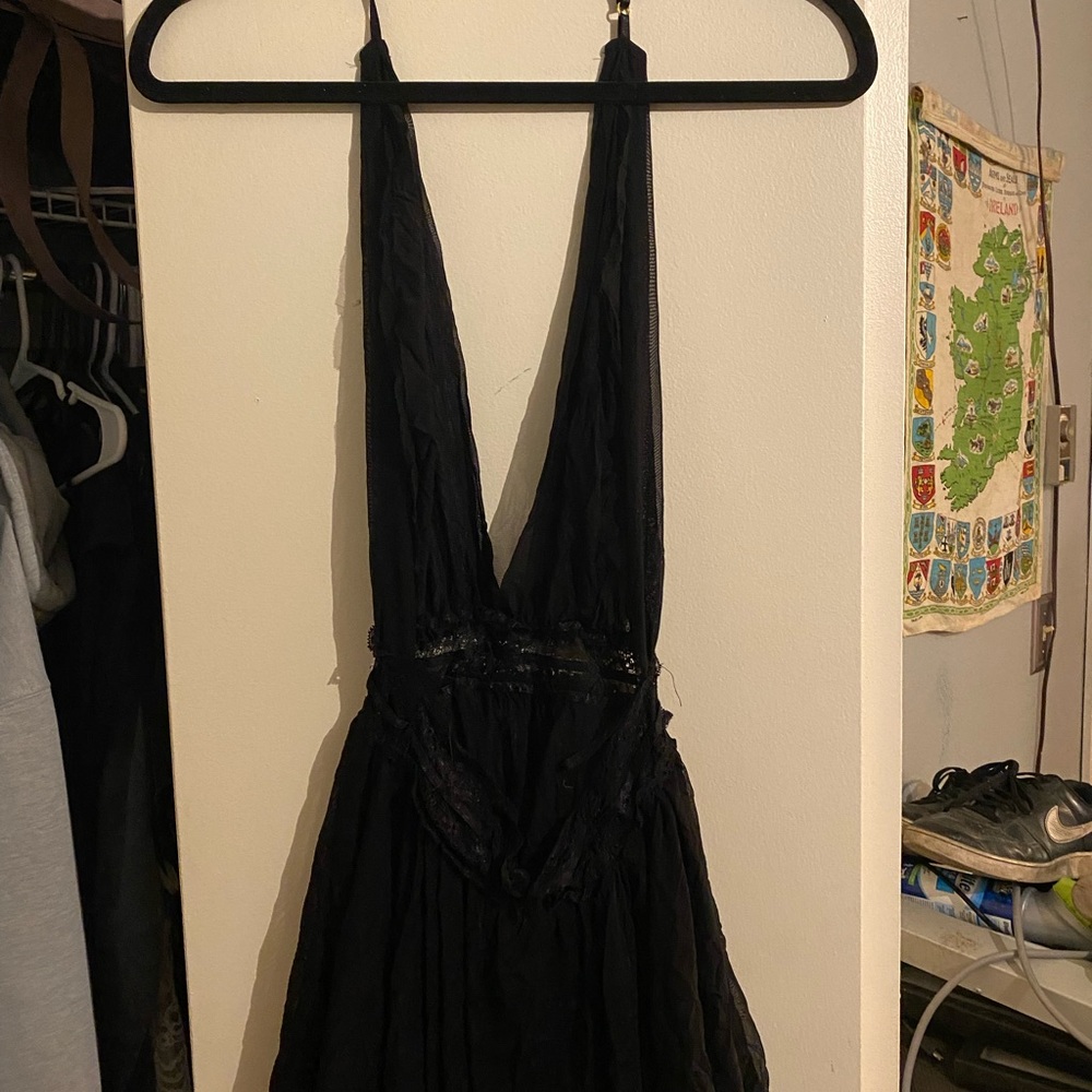 Deep V neck, backless, lace, babydoll, size medium